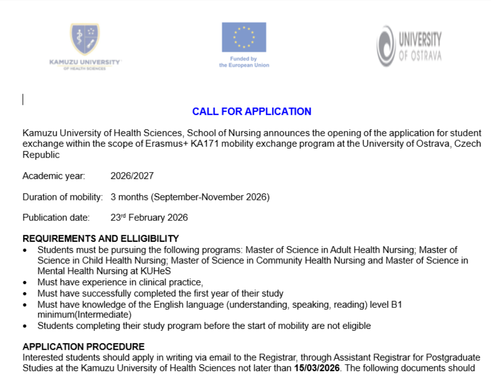 CALL FOR APPLICATION