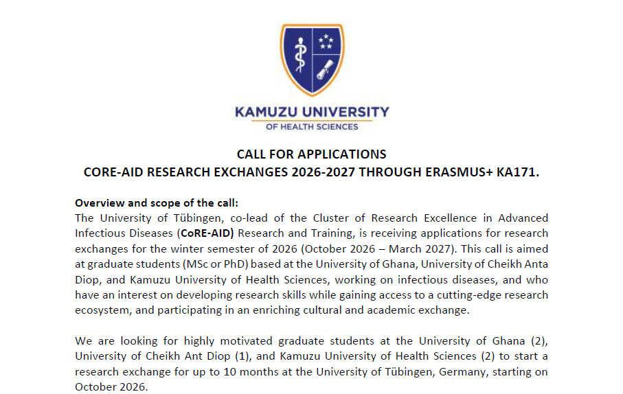 CALL FOR APPLICATIONSCORE-AID RESEARCH EXCHANGES 2026-2027 THROUGH ERASMUS+ KA171.