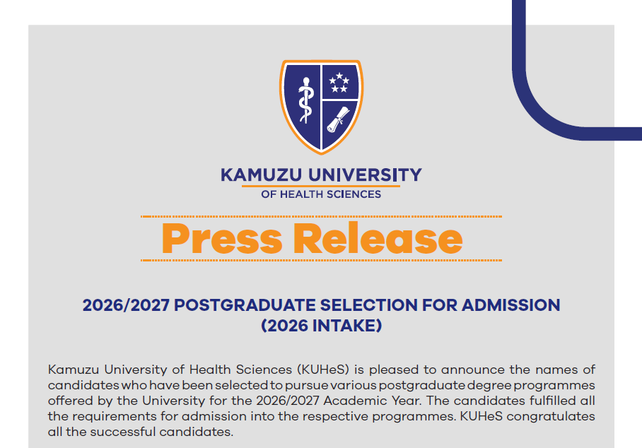 2026/2027 POSTGRADUATE SELECTION FOR ADMISSION(2026 INTAKE)
